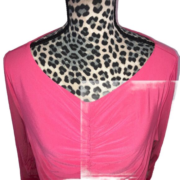 J Crew Blouse XXL Hot Pink Barbie Core Gathered Front Long Sleeve Barbiecore 2XL - Picture 2 of 5